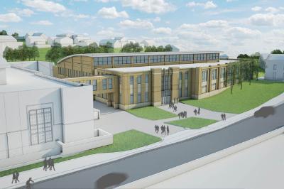 The architectural rendering features the future addition to the Corps Physical Training Facility which will house a pool.—Photo courtesy of Institute Planning.